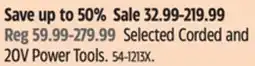 Canadian Tire Mastercraft Selected Corded and 20V Power Tools offer