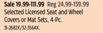 Canadian Tire Selected Licensed Seat and Wheel Covers or Mat Sets offer
