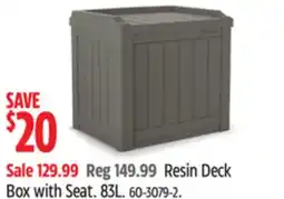 Canadian Tire Suncast Resin Deck Box with Seat offer