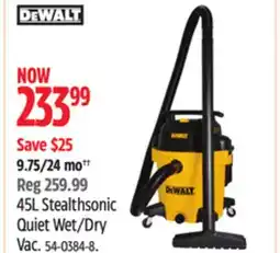 Canadian Tire DEWALT 45L Stealthsonic Quiet Wet/Dry Vac offer