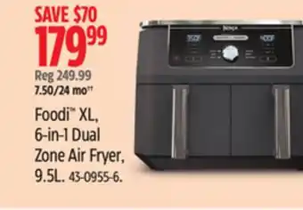 Canadian Tire Ninja Foodi XL, 6-in-1 Dual Zone Air Fryer, 9.5L offer