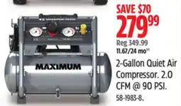 Canadian Tire Maximum 2-Gallon Quiet Air Compressor. 2.0 CFM @ 90 PSI offer