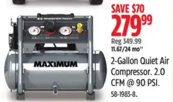 Canadian Tire Maximum 2-Gallon Quiet Air Compressor. 2.0 CFM @ 90 PSI offer