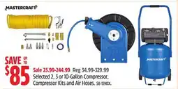 Canadian Tire Mastercraft Selected 2, 3 or 10-Gallon Compressor, Compressor Kits and Air Hoses offer
