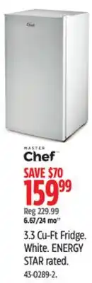 Canadian Tire MASTER Chef 3.3 Cu-Ft Fridge offer