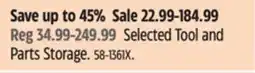 Canadian Tire Maximum Selected Tool and Parts Storage offer