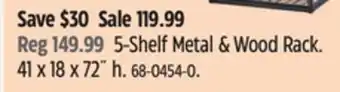 Canadian Tire mastercraft 5- Shelf metal & Wood Rack offer