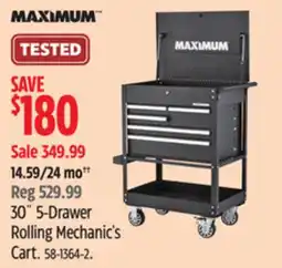 Canadian Tire Maximum 30˝ 5-Drawer Rolling Mechanic's Cart offer