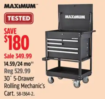 Canadian Tire Maximum 30˝ 5-Drawer Rolling Mechanic's Cart offer