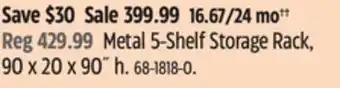 Canadian Tire Metal 5-Shelf Storage Rack offer