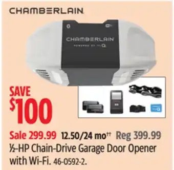 Canadian Tire Chamberlain 1⁄2-HP Chain-Drive Garage Door Opener with Wi-Fi offer