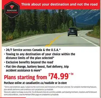 Canadian Tire Purchase online at canadiantire.ca/roadside or in-store offer
