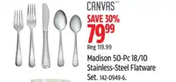 Canadian Tire CANVAS Madison 50-Pc 18/10 Stainless-Steel Flatware Set offer