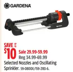 Canadian Tire Gardena Selected Nozzles and Oscillating Sprinkler offer