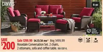 Canadian Tire Canvas Rosedale Conversation Set offer
