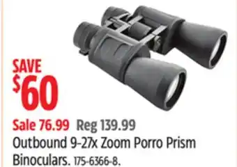 Canadian Tire Outbound 9-27x Zoom Porro Prism Binoculars offer