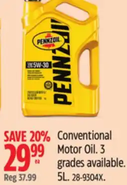 Canadian Tire Pennzoil Conventional Motor Oil offer