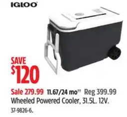 Canadian Tire Igloo Wheeled Powered Cooler, 31.5L offer