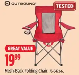 Canadian Tire Outbound Mesh-Back Folding Chair offer