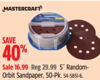 Canadian Tire Mastercraft 5˝ Random- Orbit Sandpaper offer