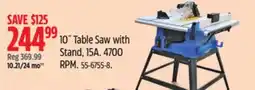 Canadian Tire Mastercraft 10˝ Table Saw with Stand offer