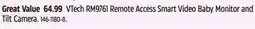 Canadian Tire VTech RM9761 Remote Access Smart Video Baby Monitor and Tilt Camera offer