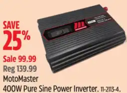 Canadian Tire MotoMaster 400W Pure Sine Power Inverter offer