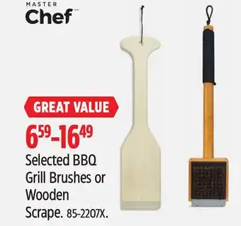 Canadian Tire Master Chef Selected BBQ Grill Brushes or Wooden Scrape offer