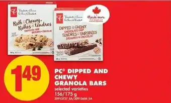 No Frills PC dipped and chewy granola bars offer