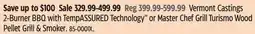 Canadian Tire Vermont casting 2- burner BBQ with TempASSURED Technology or master chef grill offer