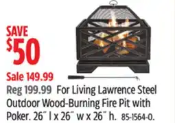 Canadian Tire For Living Lawrence Steel Outdoor Wood-Burning Fire Pit with Poker offer
