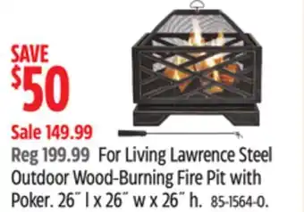 Canadian Tire For Living Lawrence Steel Outdoor Wood-Burning Fire Pit with Poker offer