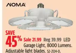 Canadian Tire Noma Garage Light, 8000 Lumens. Adjustable light blades offer