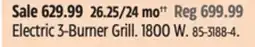 Canadian Tire Vermont Castings Electric 3-Burner Grill offer