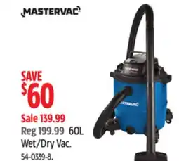 Canadian Tire Mastervac 60L Wet/Dry Vac offer