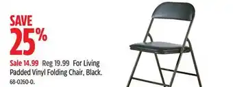 Canadian Tire For Living Padded Vinyl Folding Chair, Black offer