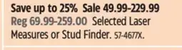 Canadian Tire Bosch Selected Laser Measures or Stud Finder offer
