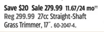 Canadian Tire 27cc Straight-Shaft Grass Trimmer offer