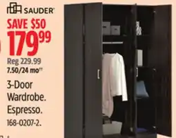 Canadian Tire Sauder 3-Door Wardrobe. Espresso offer