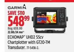 Canadian Tire Garmin ECHOMAP UHD2 55cv Chartplotter with GT20-TM Transducer offer