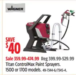 Canadian Tire Wagner Titan ControlMax Paint Sprayers. 1500 or 1700 models offer