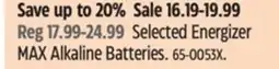 Canadian Tire Selected Energizer MAX Alkaline Batteries offer