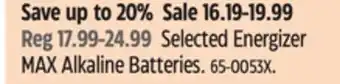 Canadian Tire Selected Energizer MAX Alkaline Batteries offer