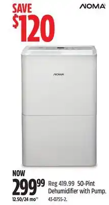 Canadian Tire NOMA 50-Pint Dehumidifier with Pump offer