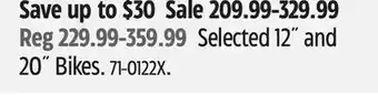 Canadian Tire Raleigh Selected 12˝ and 20˝ Bikes offer