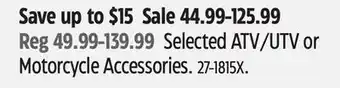 Canadian Tire Kolpin Selected ATV/UTV or Motorcycle Accessories offer