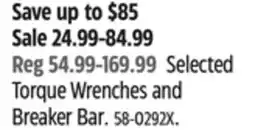 Canadian Tire MAXIMUM Selected Torque Wrenches and Breaker Bar offer