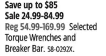 Canadian Tire MAXIMUM Selected Torque Wrenches and Breaker Bar offer