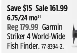 Canadian Tire Garmin Striker 4 World-Wide Fish Finder offer