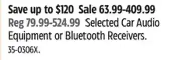 Canadian Tire Kicker Selected Car Audio Equipment or Bluetooth Receivers offer